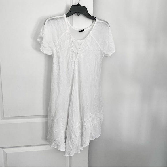 S.R. Fashion Embroidered Shift Tent Dress Dainty White Size L - Picture 2 of 11